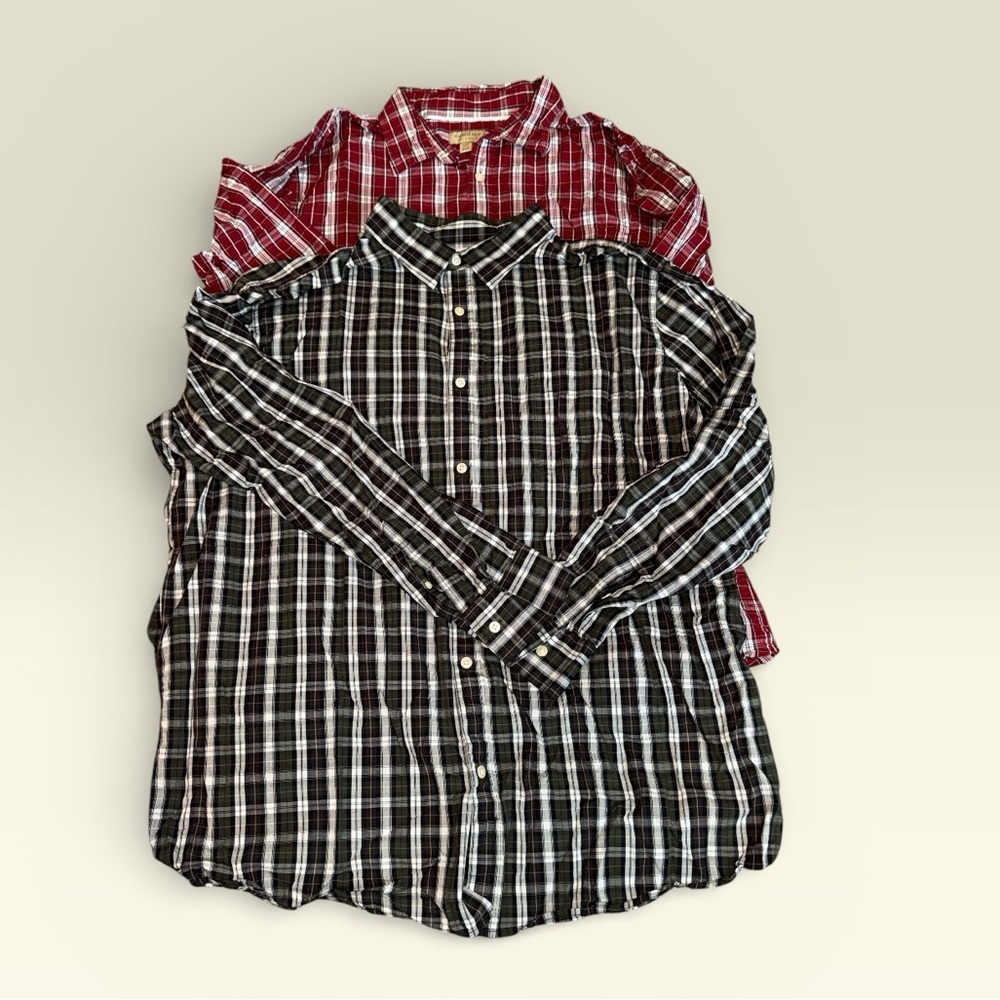 Sonoma Men's Plaid Button-Down Shirt Cotton (XXL) Set of 2